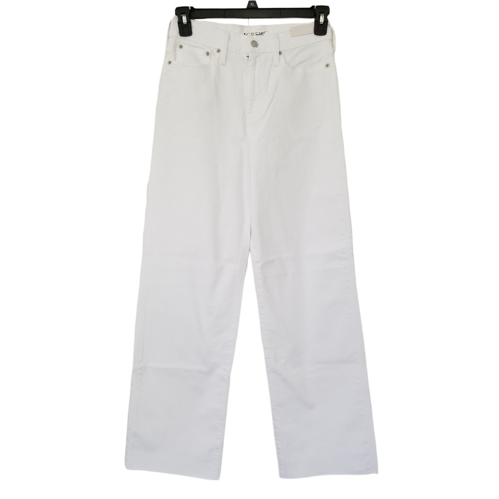 J, Crew Slim Wide Leg Jeans Size 26T Tall White 5-Pocket Styling‎ BP462 Raw Hem